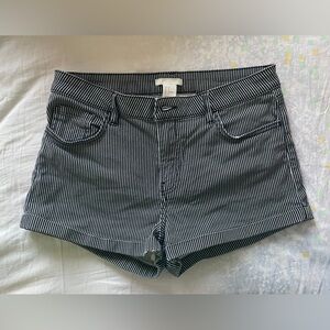H&M Black and White Striped Jean Shorts